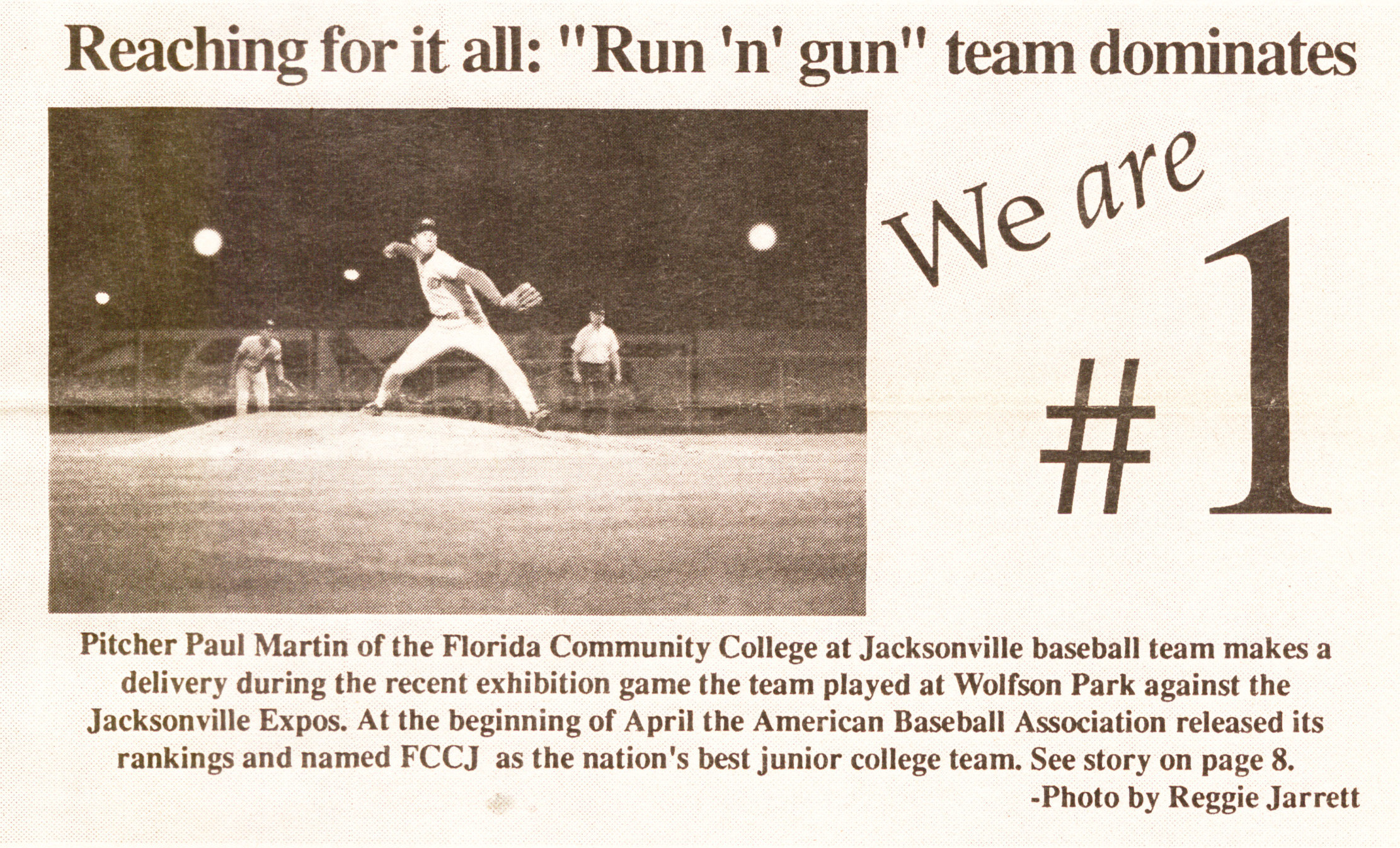 Article from The Campus Voice with image of baseball game