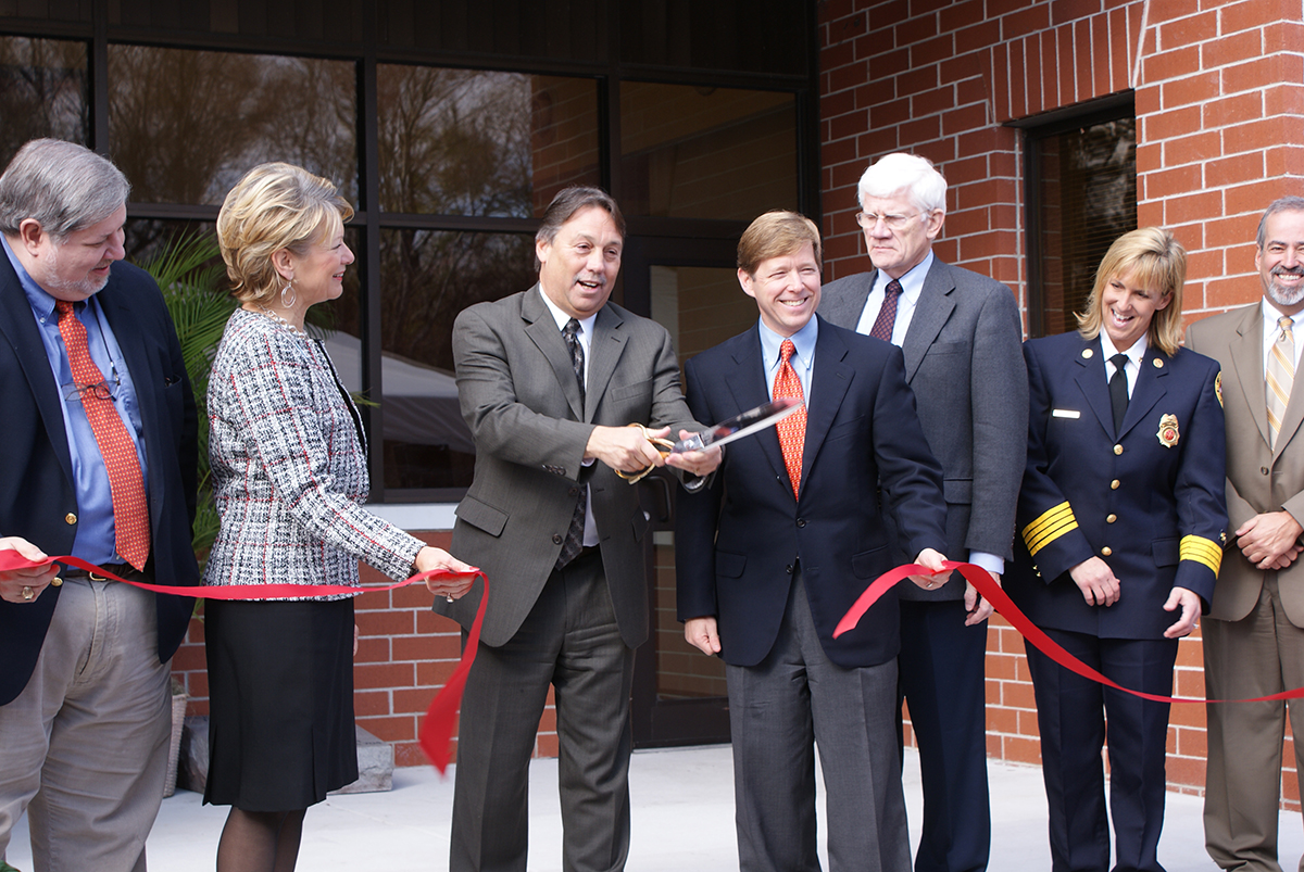 Photo of ribbon cutting ceremony at Fire Academy