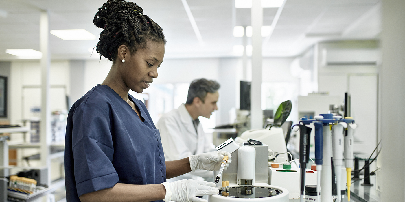 A person in a medical laboratory setting