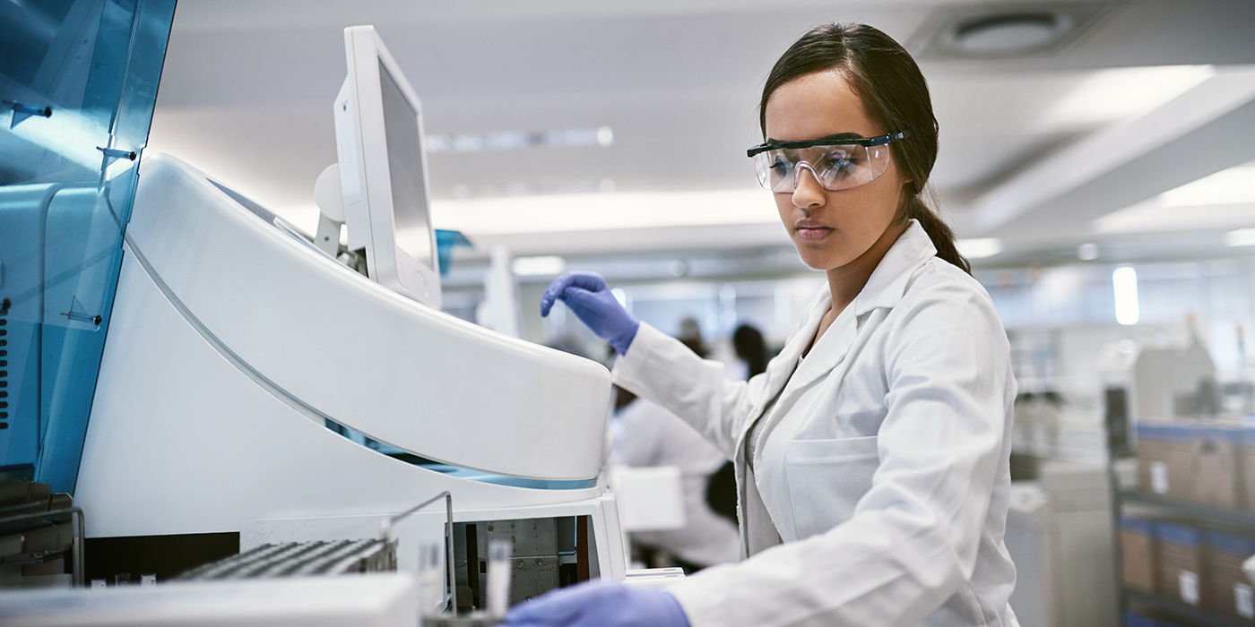 A person in a laboratory environment