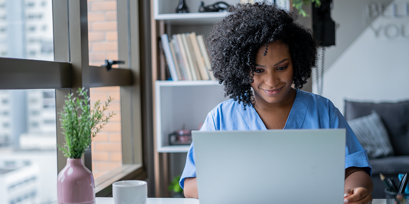 A woman using a laptop