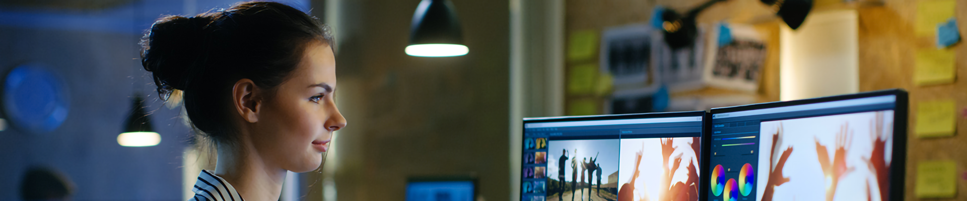 A person using video editing software on a computer