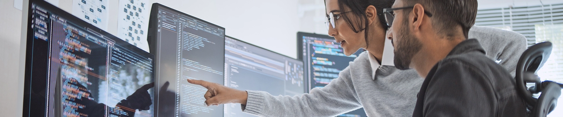 Woman looking at computer.