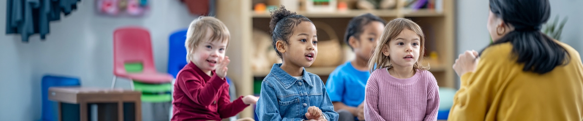 A woman in a child care setting