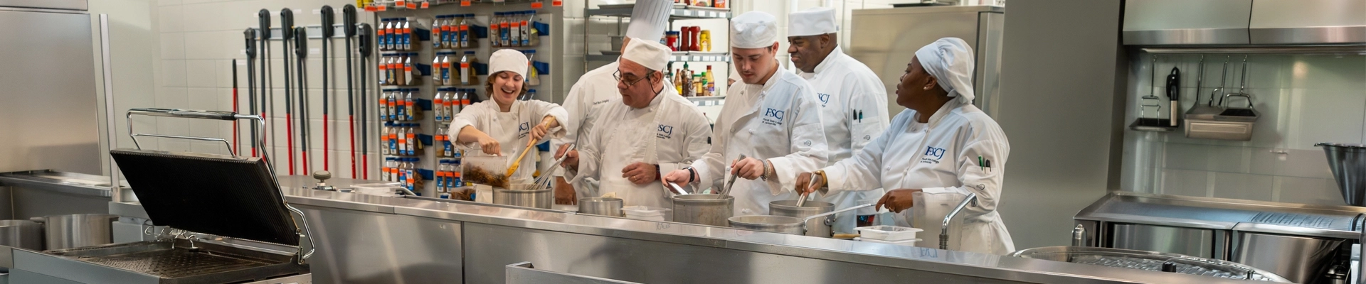 Culinary students in a kitchen