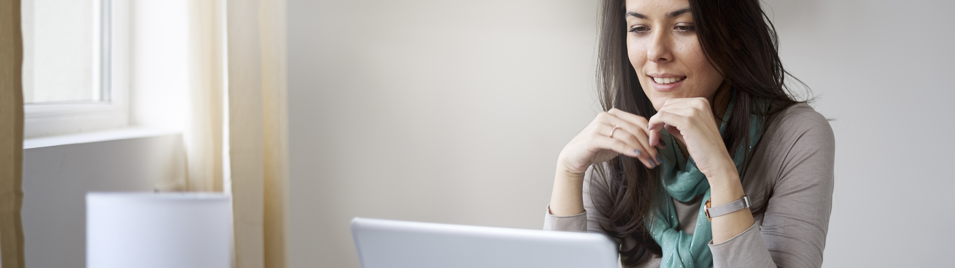 A woman using a laptop