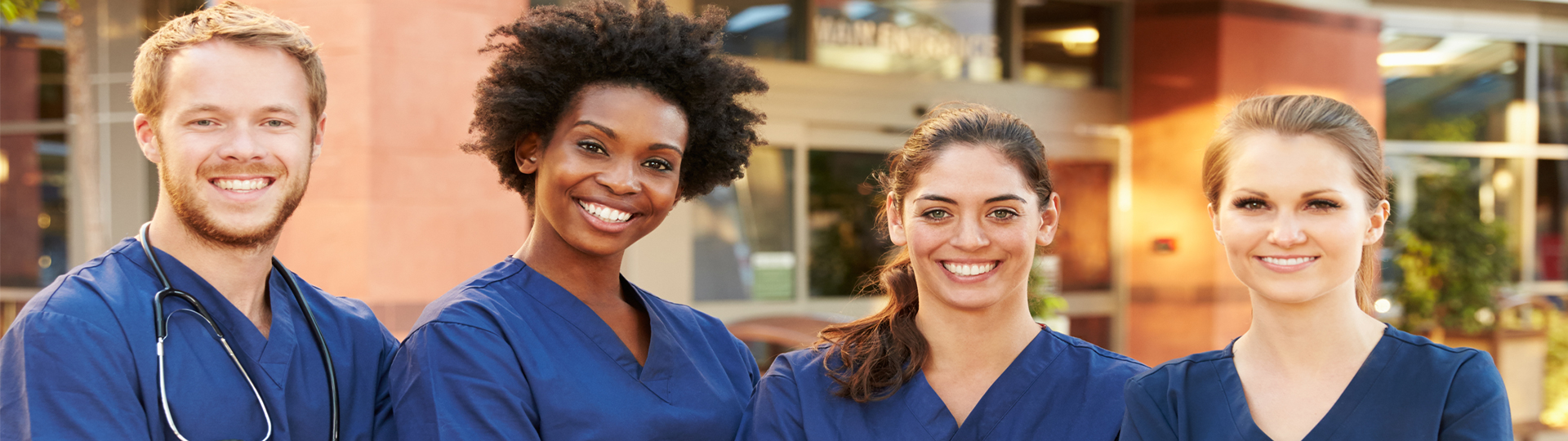 A group of people in medical scrubs